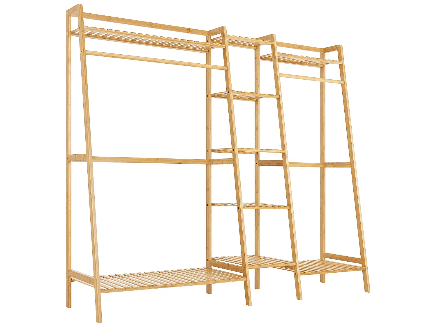 Portant à vêtements Sogndal à 2 barre de penderie bambou [en.casa]