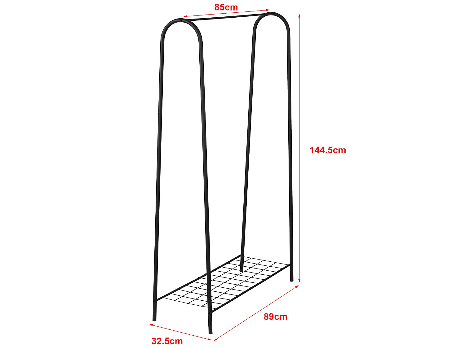 Portant à vêtements Hvorslev avec surface de stockage noir [en.casa]
