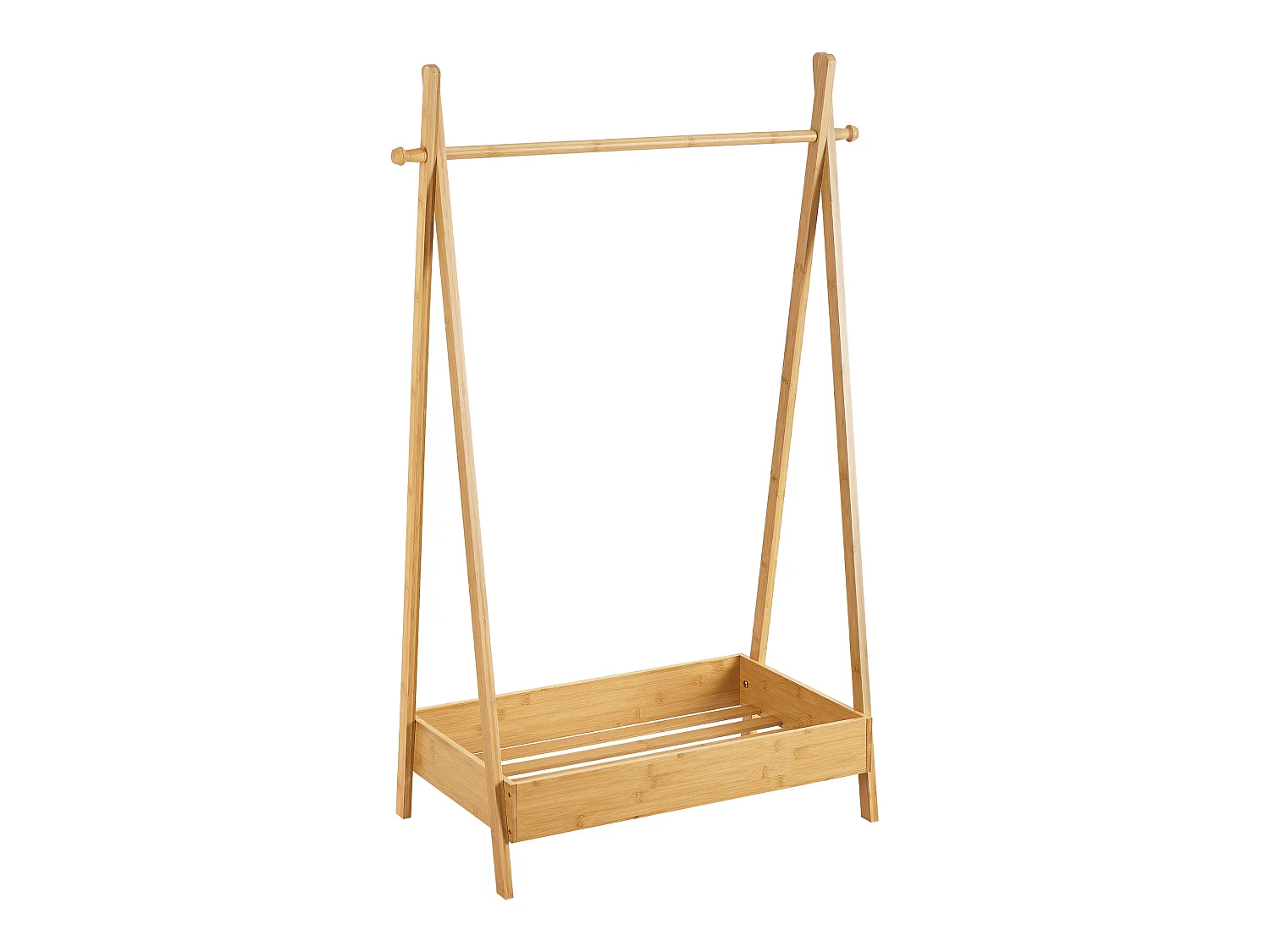 Portant à vêtements Sola pour enfant avec surface de stockage bambou [en.casa]