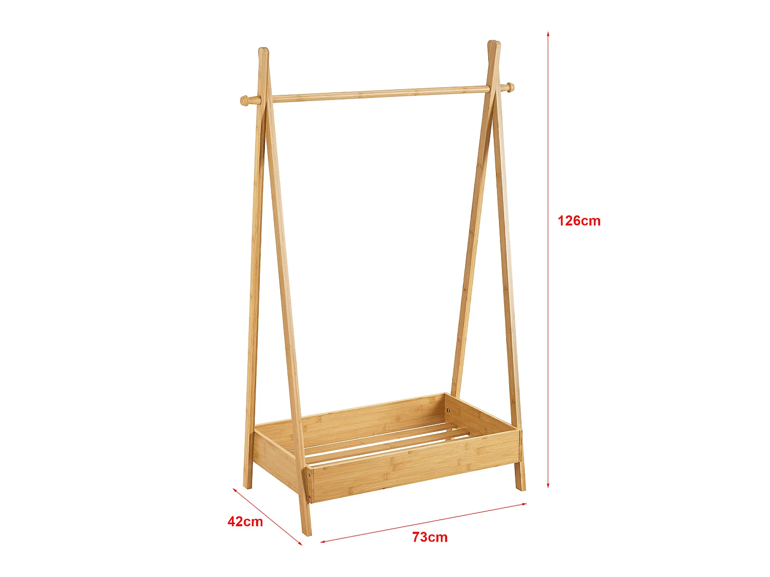 Portant à vêtements Sola pour enfant avec surface de stockage bambou [en.casa]