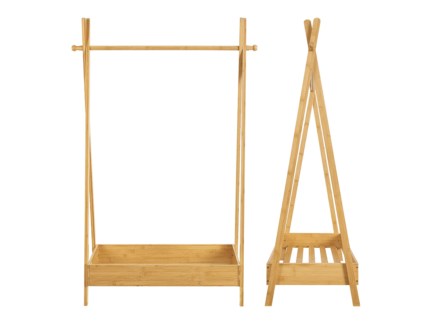 Portant à vêtements Sola pour enfant avec surface de stockage bambou [en.casa]