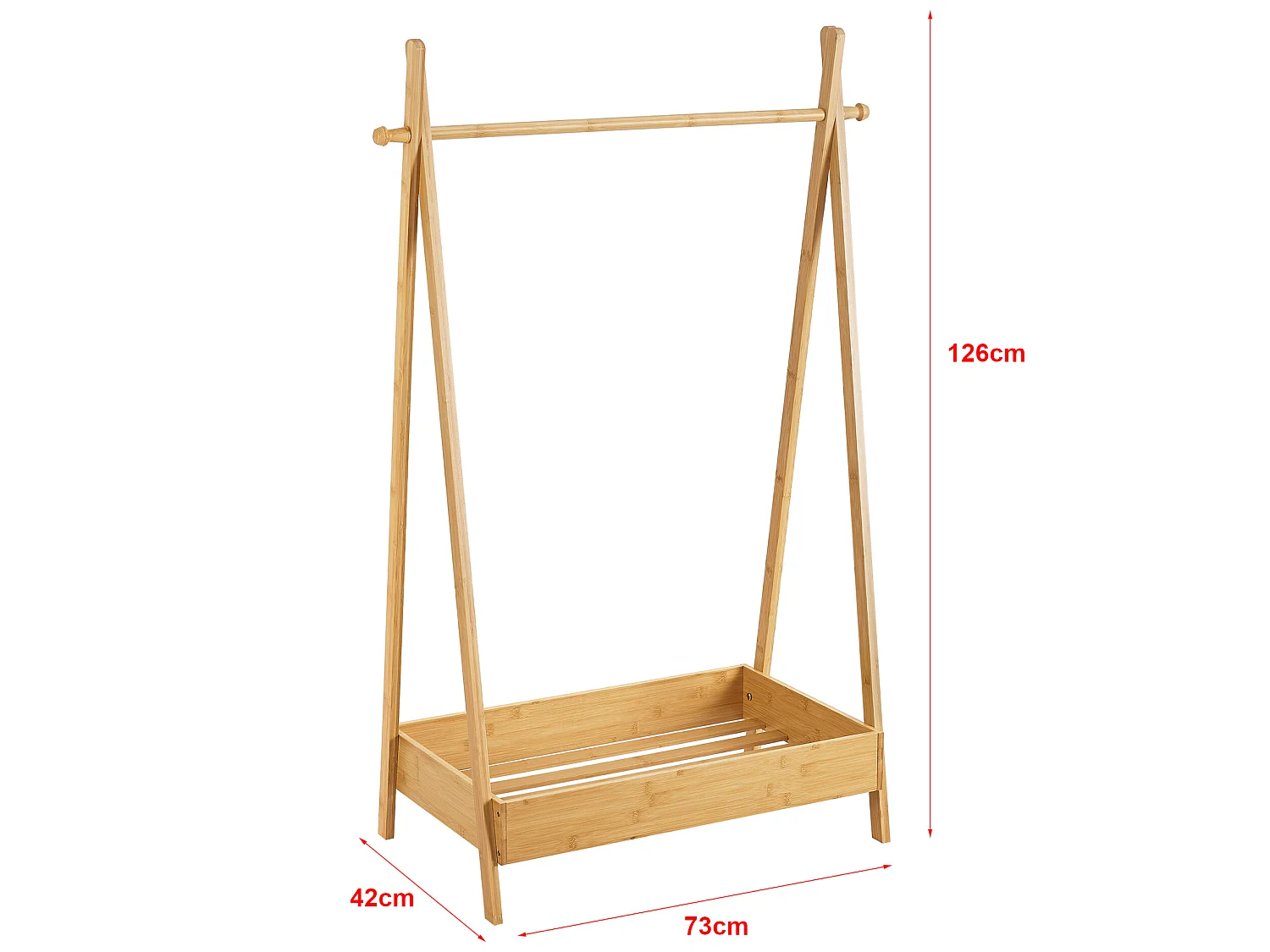 Portant à vêtements Sola pour enfant avec surface de stockage bambou [en.casa]