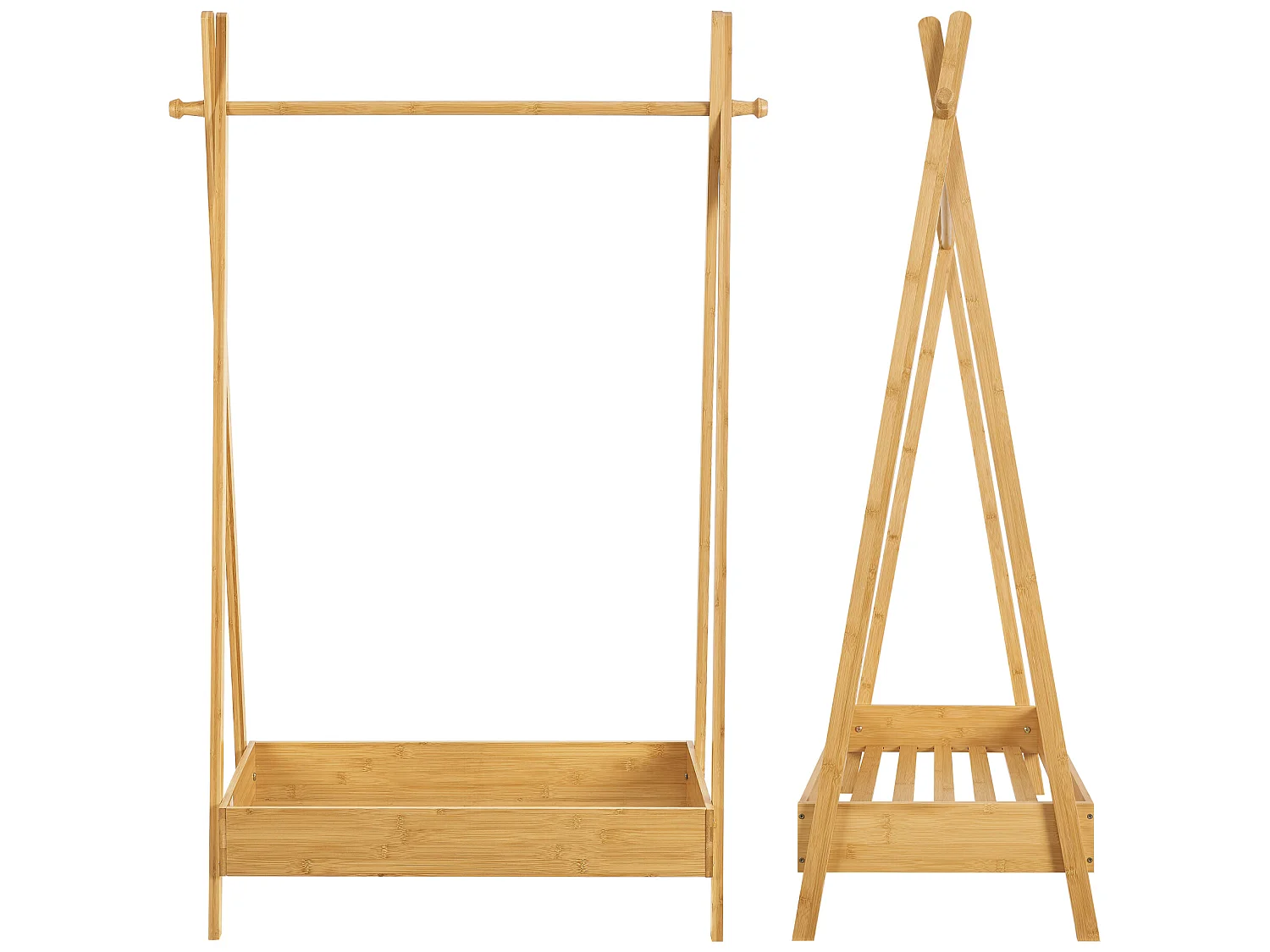 Portant à vêtements Sola pour enfant avec surface de stockage bambou [en.casa]