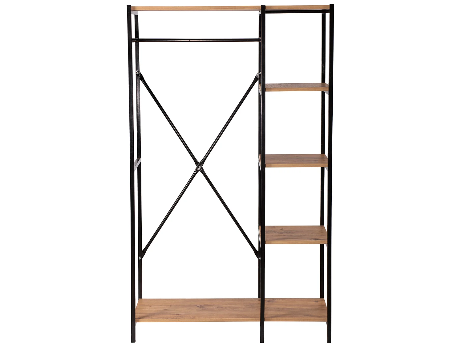 Portant à vêtements Hvidovre avec 5 surfaces de stockage noir / effet bois [en.casa]