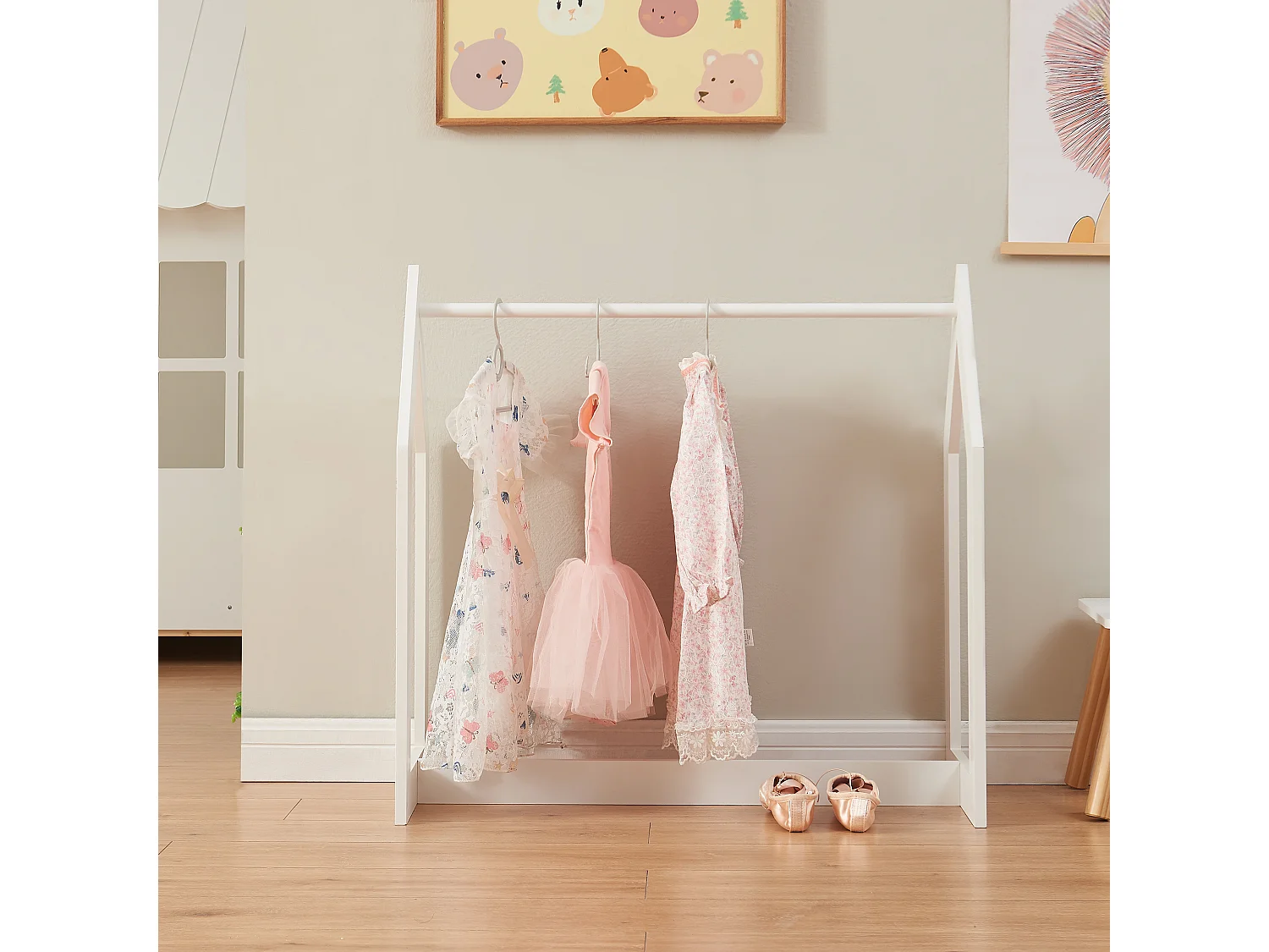 Portant à vêtements Værløse de forme cabane pour enfant 78 x 75 x 35 cm blanc [en.casa]