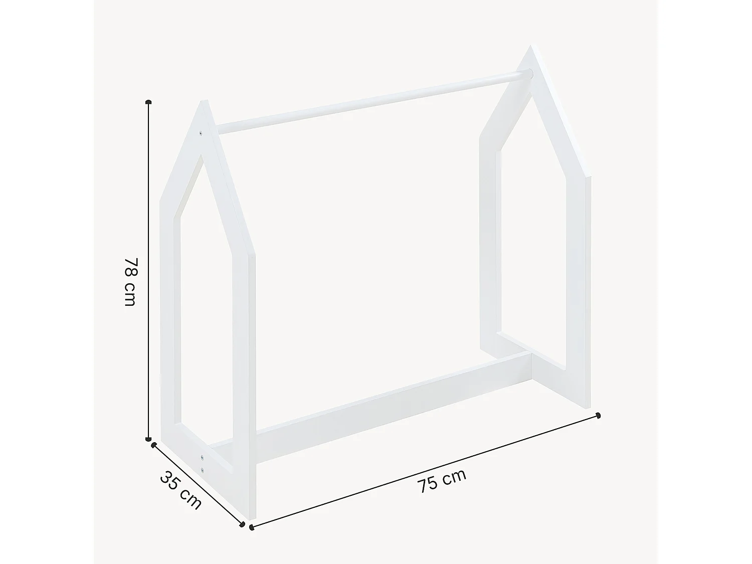 Portant à vêtements Værløse de forme cabane pour enfant 78 x 75 x 35 cm blanc [en.casa]