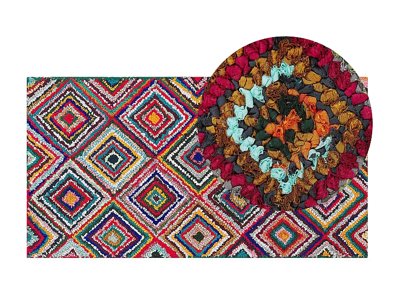 Alfombra de algodón multicolor 80 x 150 cm KAISERI