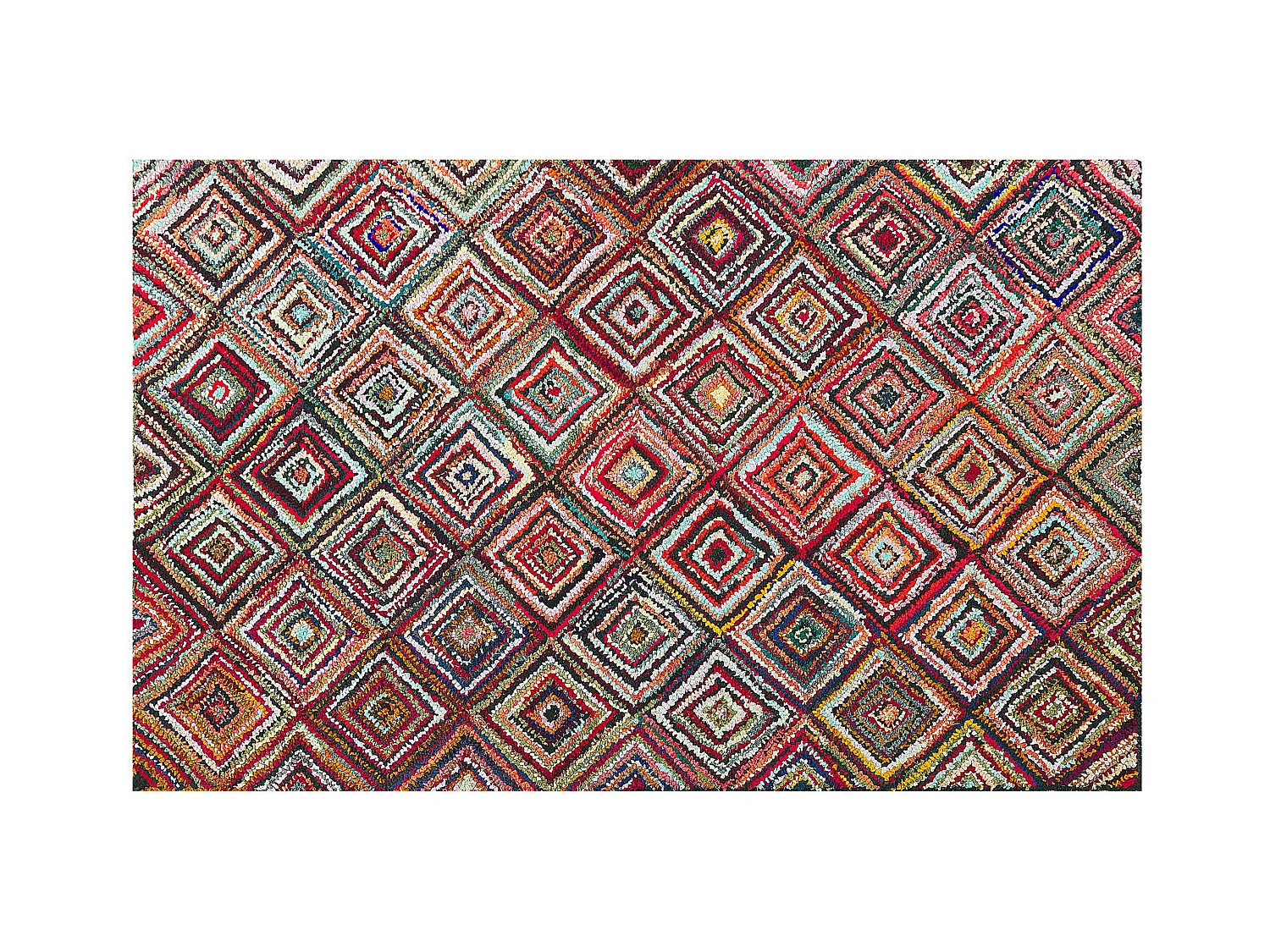 Moderner Teppich bunt Rautenmuster 140 x 200 cm handgewebt Kaiseri