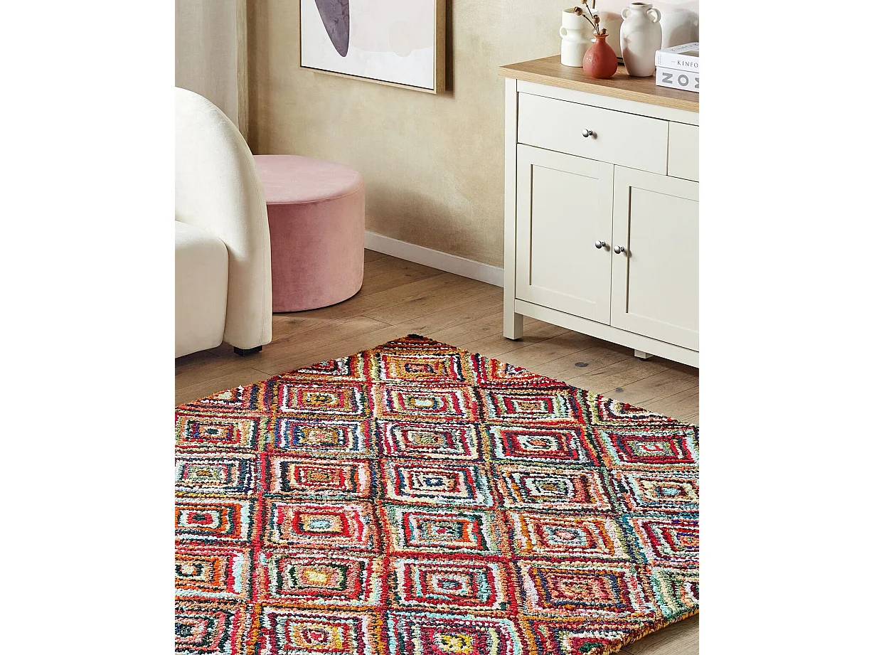 Alfombra de algodón multicolor 140 x 200 cm KAISERI
