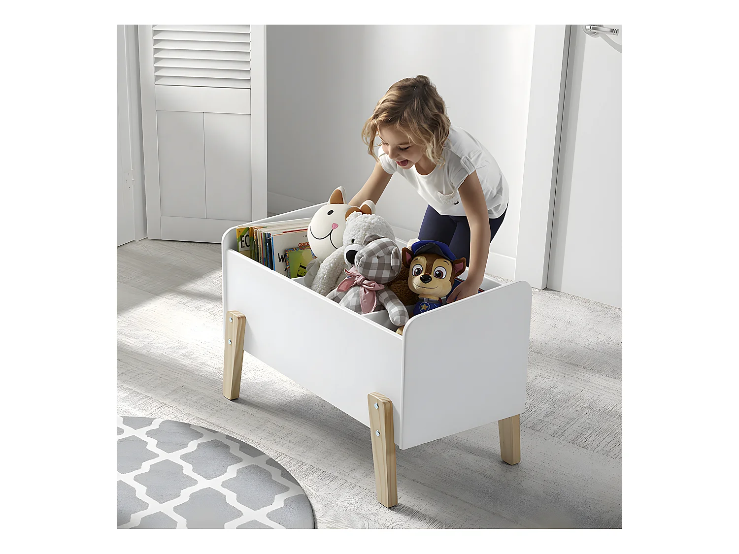 BODHI WHITE - Coffre à Jouets pour Enfant Blanc