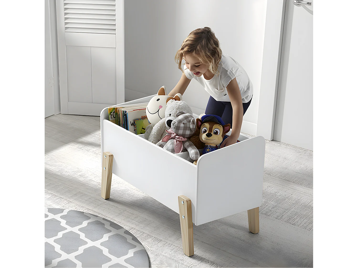 BODHI WHITE - Coffre à Jouets pour Enfant Blanc