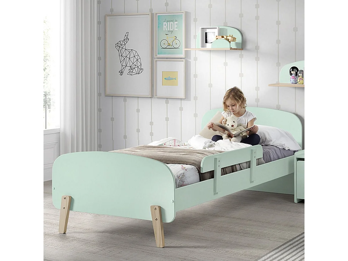 BODHI MINT - Lit 90x200cm avec Barrière de Lit