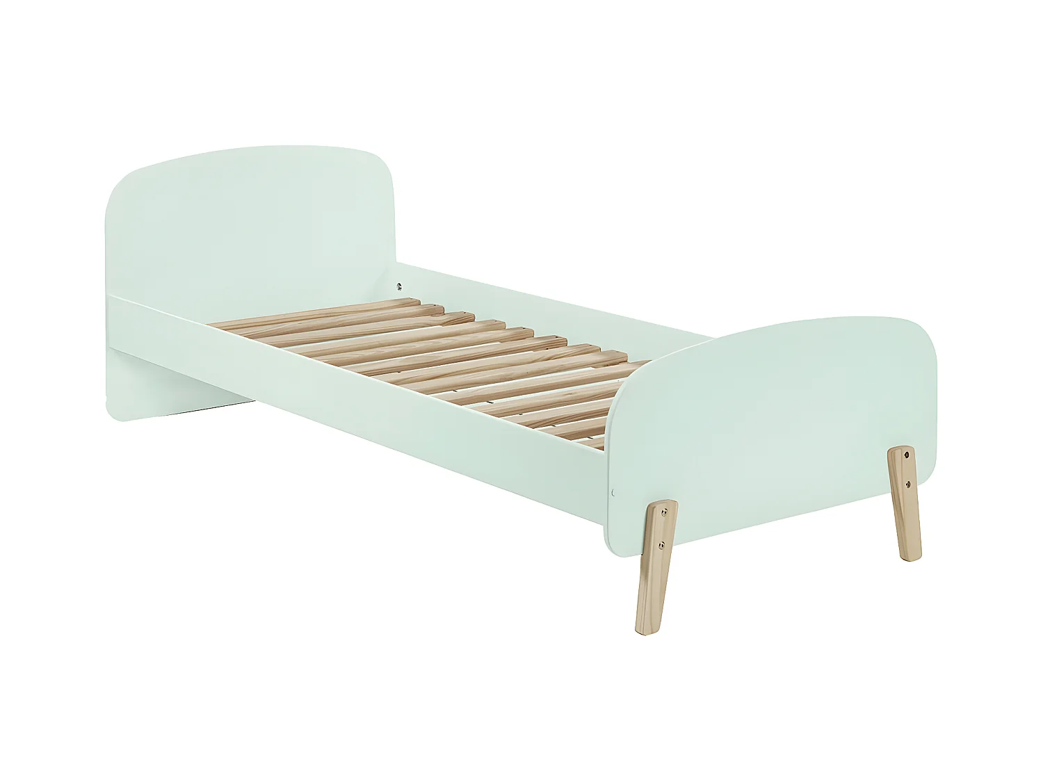 BODHI MINT - Lit 90x200cm Vert Menthe et Bois Sommier Intégré