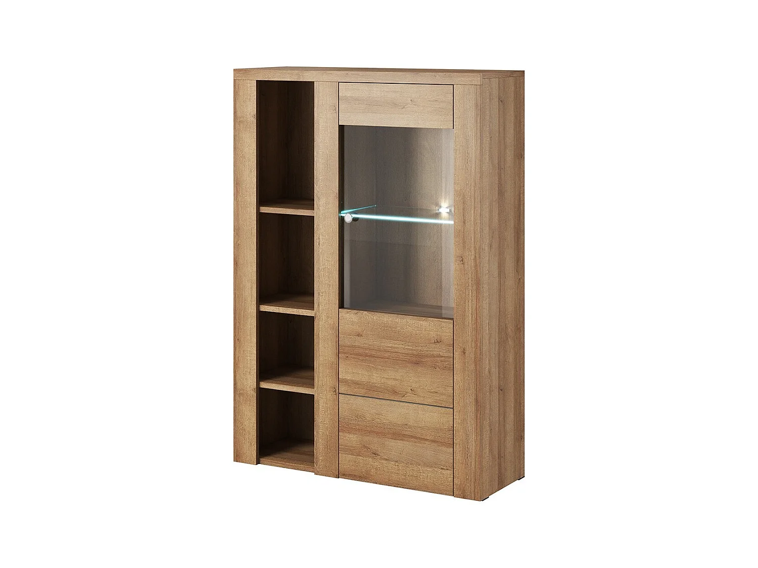 Buffet haut design 1 porte pour salon couleur chêne. collection SANTIAGO.