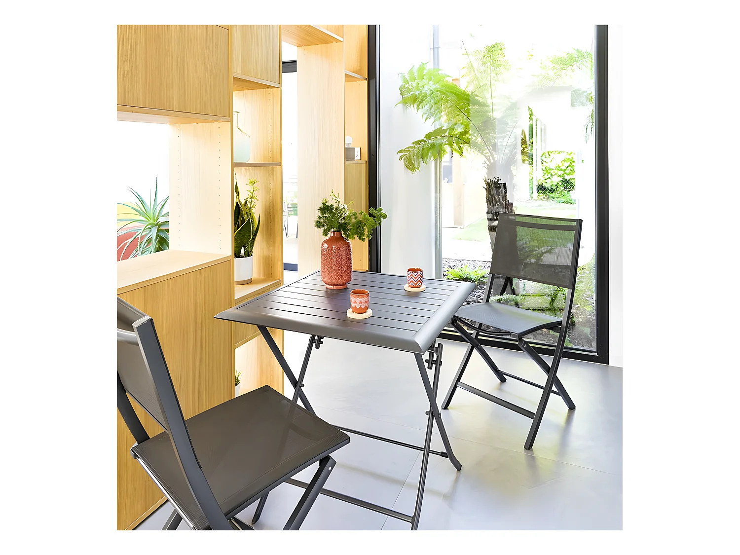 Table alu pliante Azua 2 places graphite Hespéride