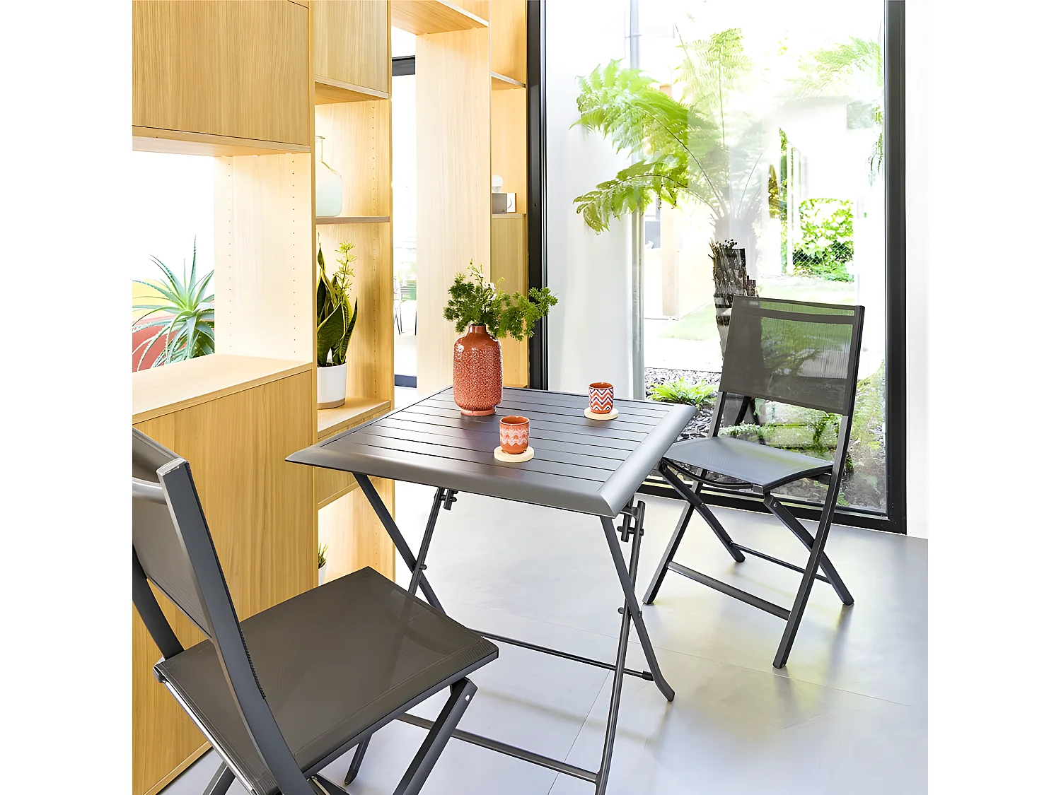 Table alu pliante Azua 2 places graphite Hespéride