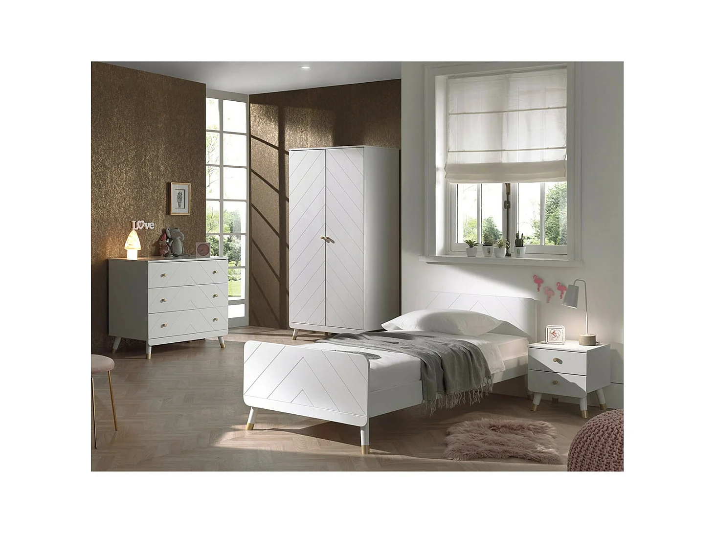 TINY WHITE - Commode 3 Tiroirs Motif Graphique