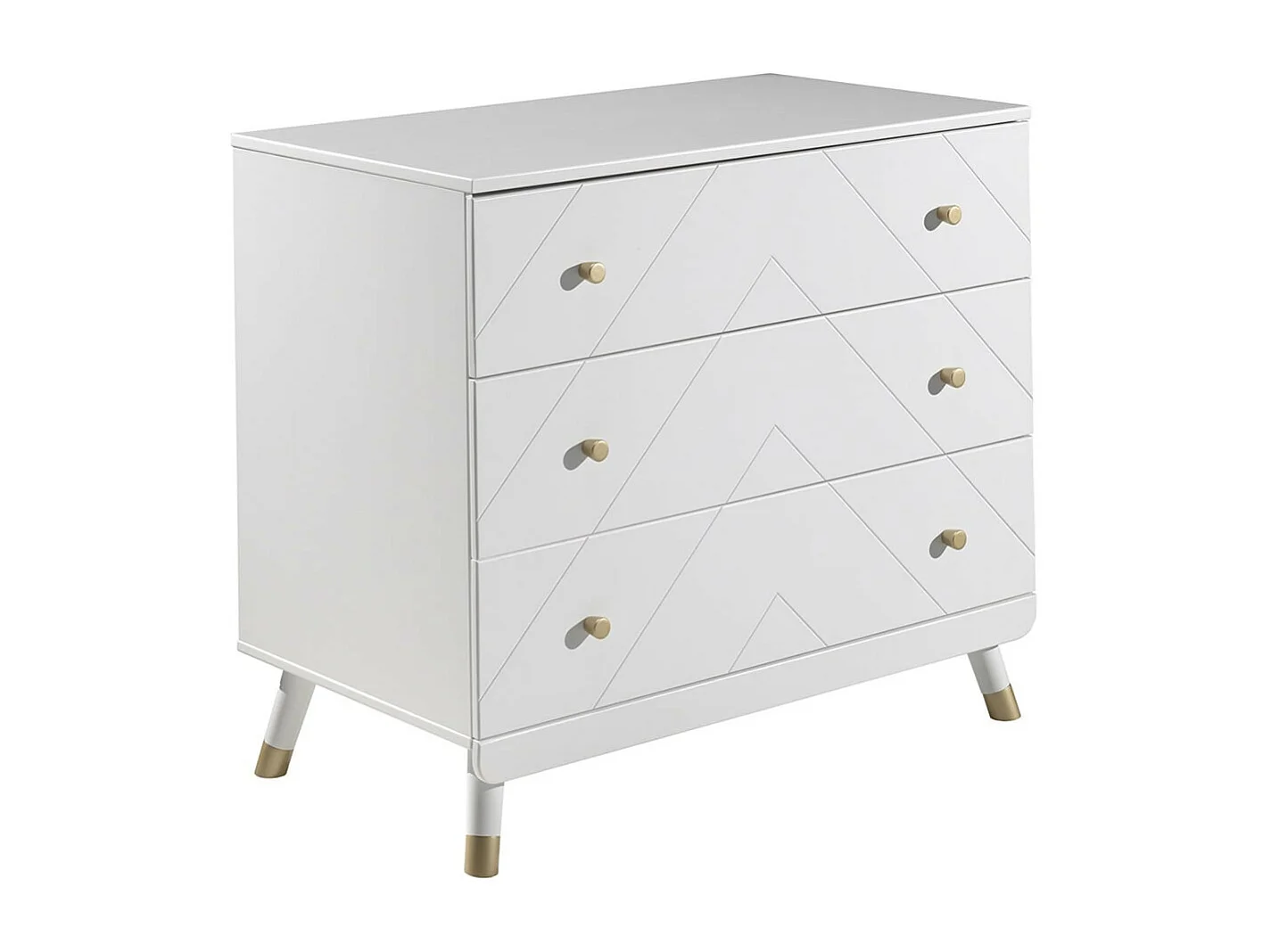 TINY WHITE - Commode 3 Tiroirs Motif Graphique