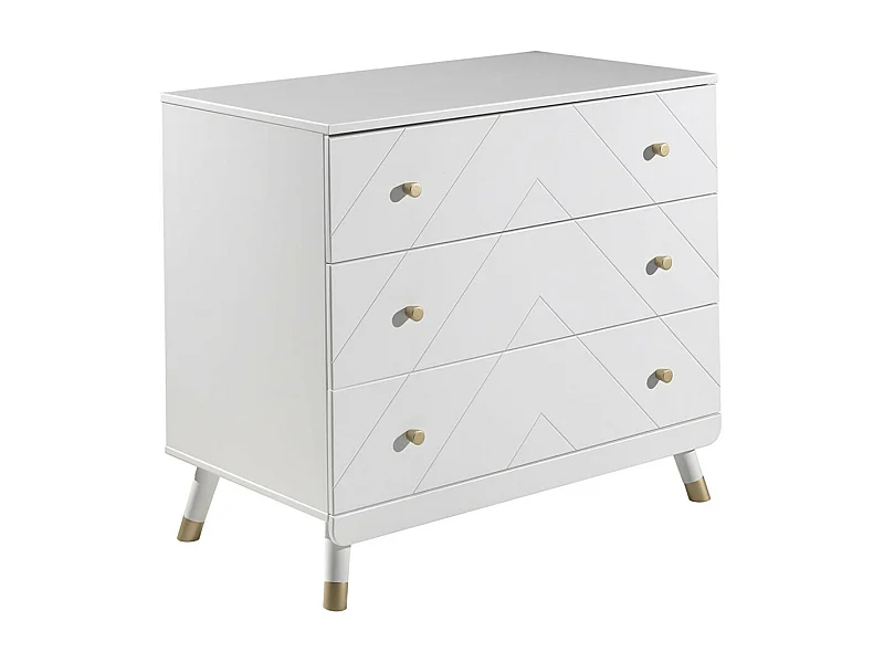 TINY WHITE - Commode 3 Tiroirs Motif Graphique