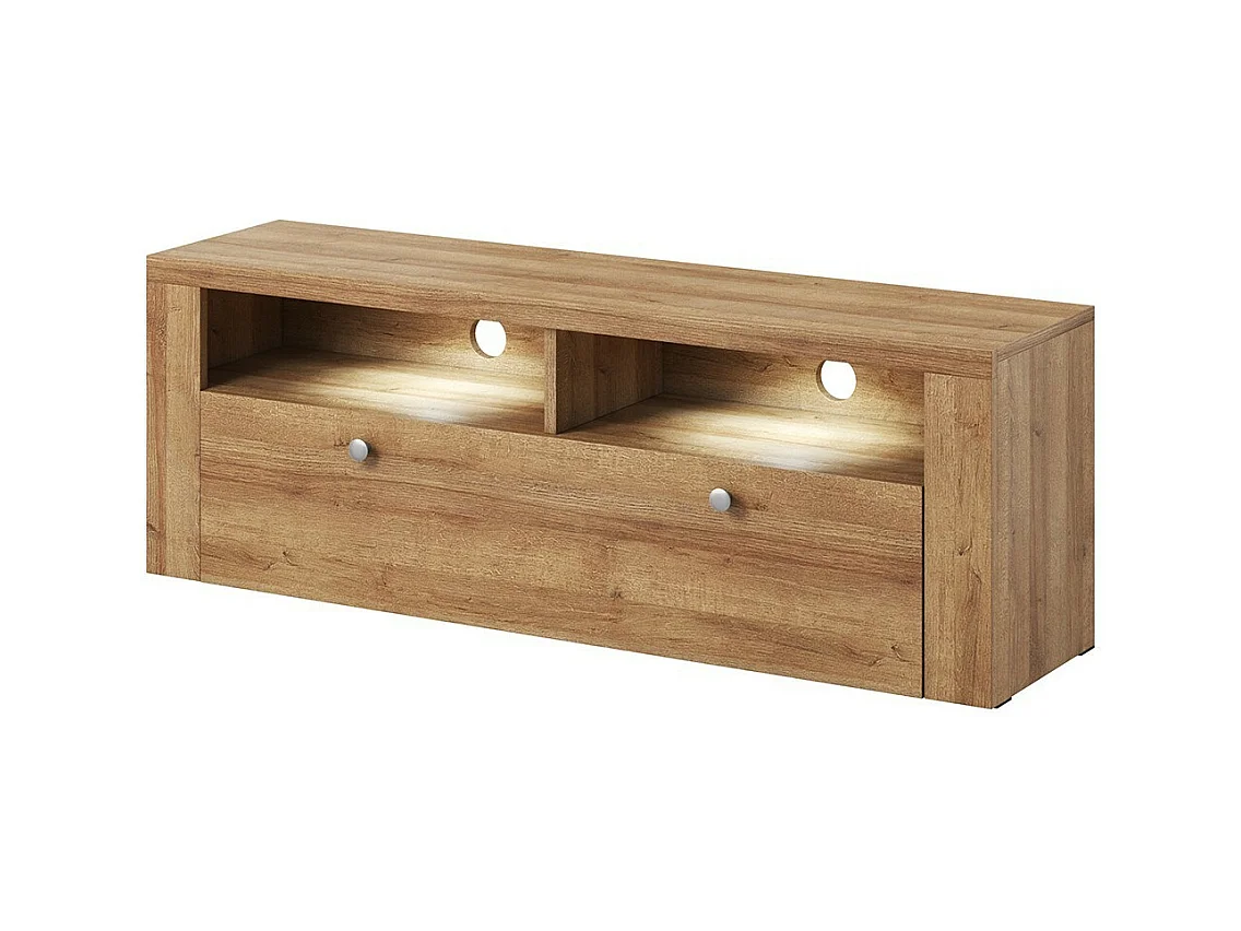 Meuble TV 140cm collection SANTIAGO. Couleur chêne. 1 Porte
