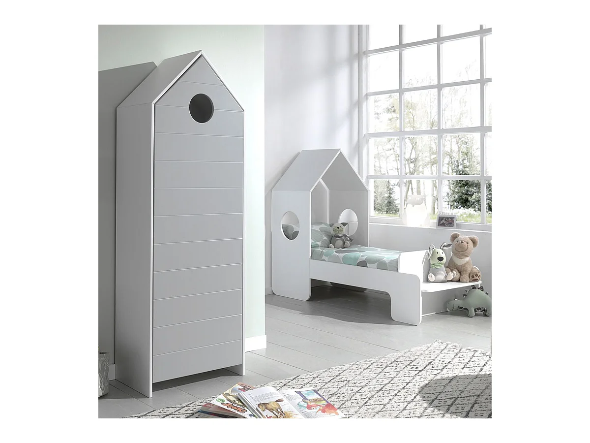 HAVRE - Armoire Cabane de Plage Grise 1 Porte