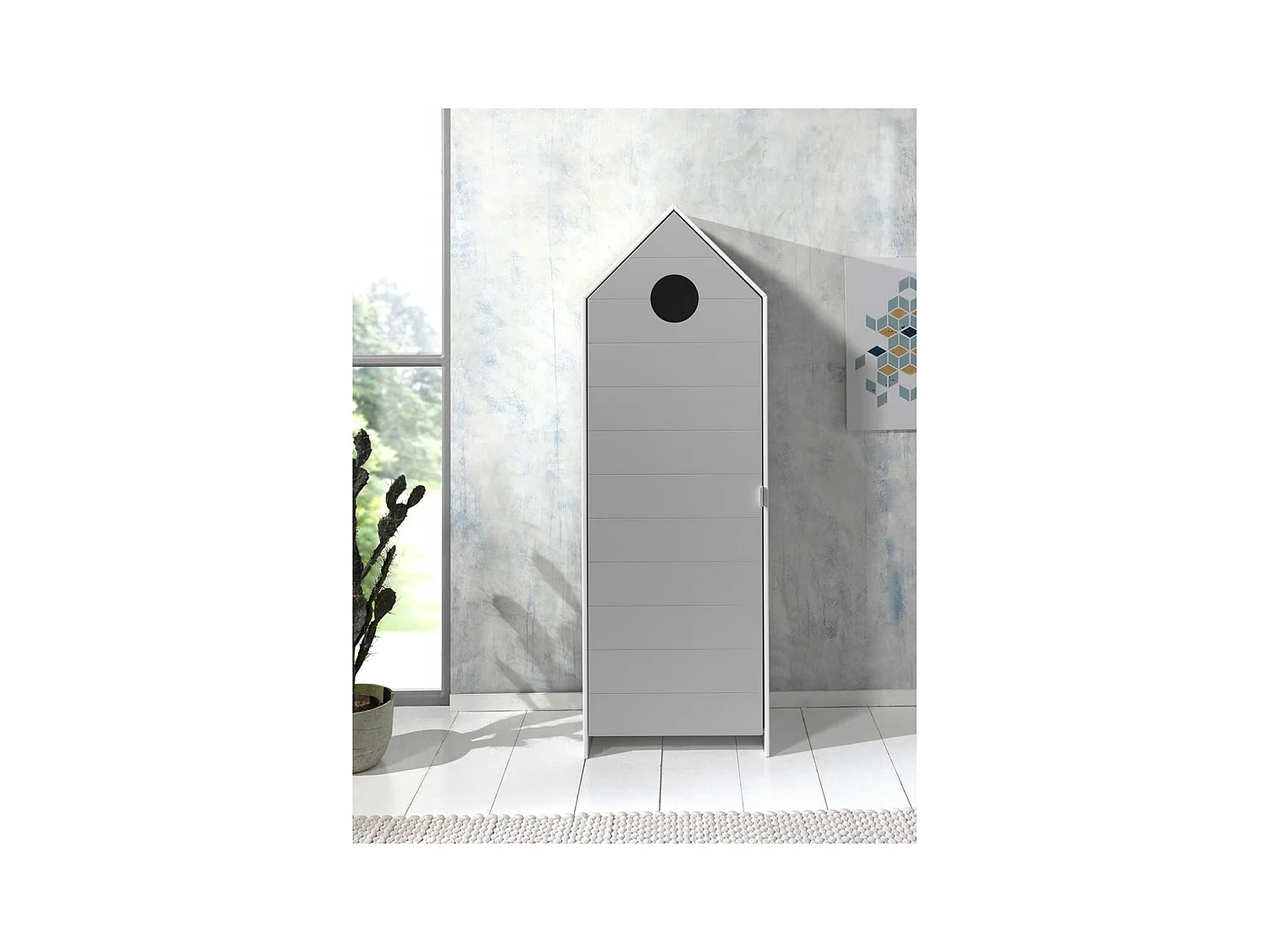 HAVRE - Armoire Cabane de Plage Grise 1 Porte