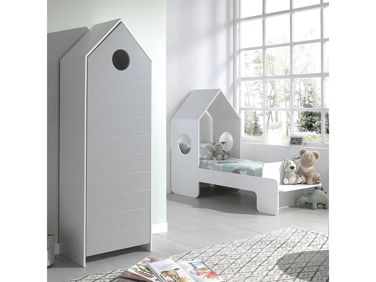 HAVRE - Armoire Cabane de Plage Grise 1 Porte