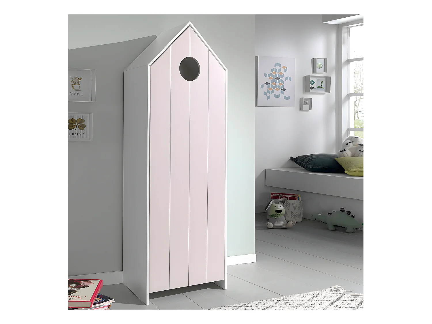 HAVRE - Armoire Cabane de Plage Rose 1 Porte