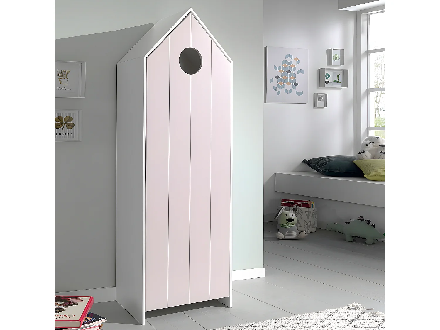 HAVRE - Armoire Cabane de Plage Rose 1 Porte