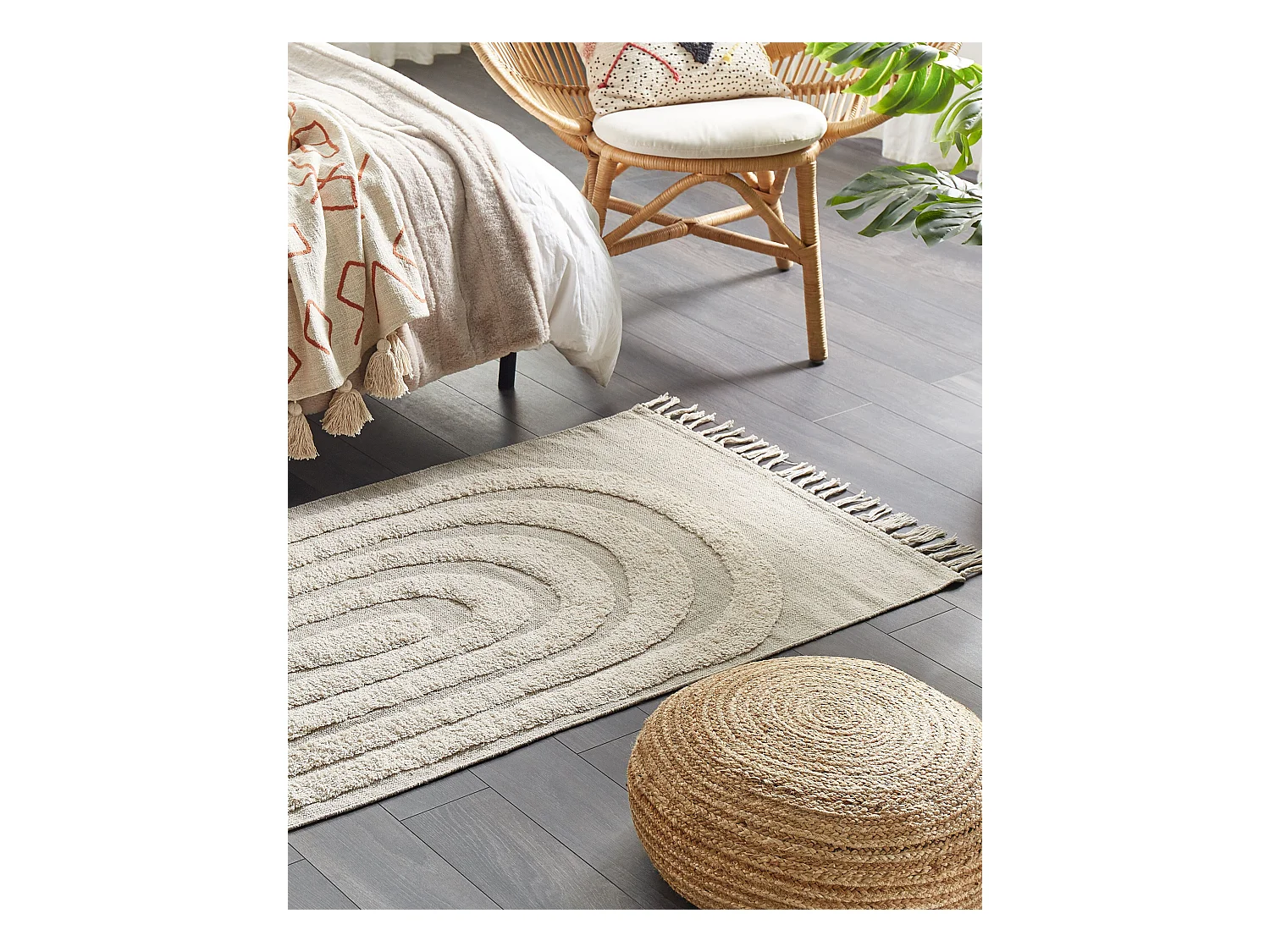 Vloerkleed katoen beige 80 x 150 cm HAKKARI