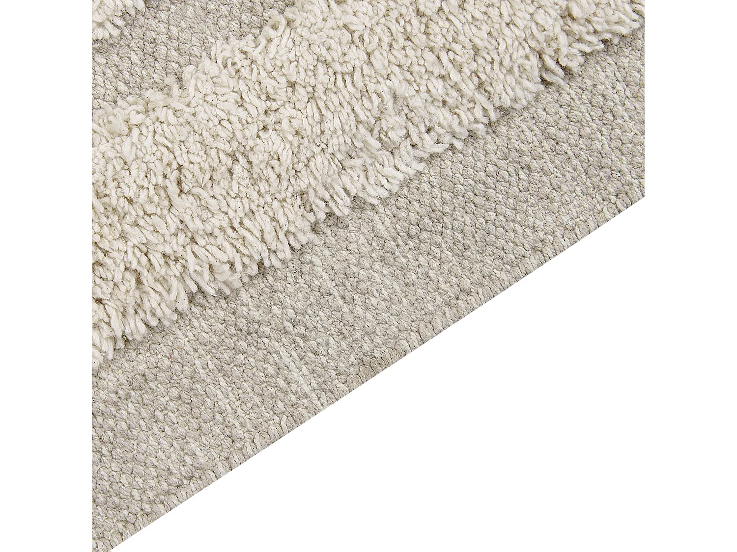 Teppich Baumwolle beige 80x150 cm Fransen geometrisches Muster Kurzflor Hakkari