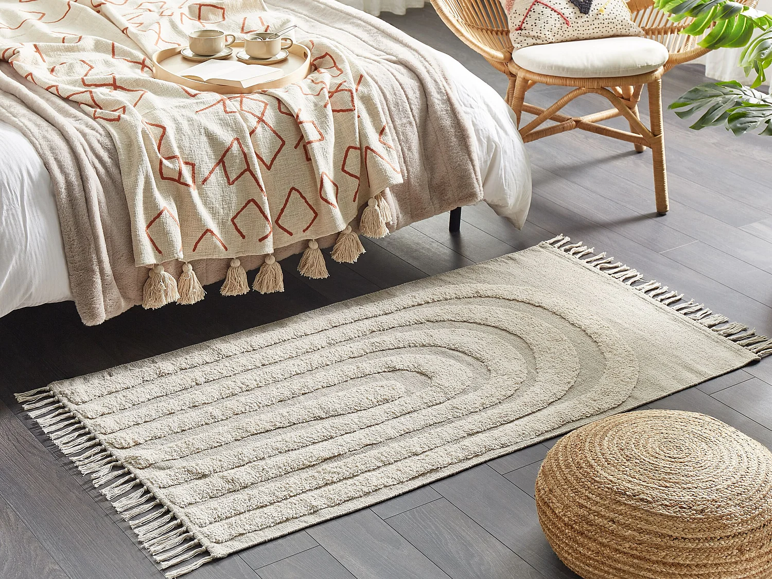 Tapis en coton beige clair 80 x 150 cm HAKKARI