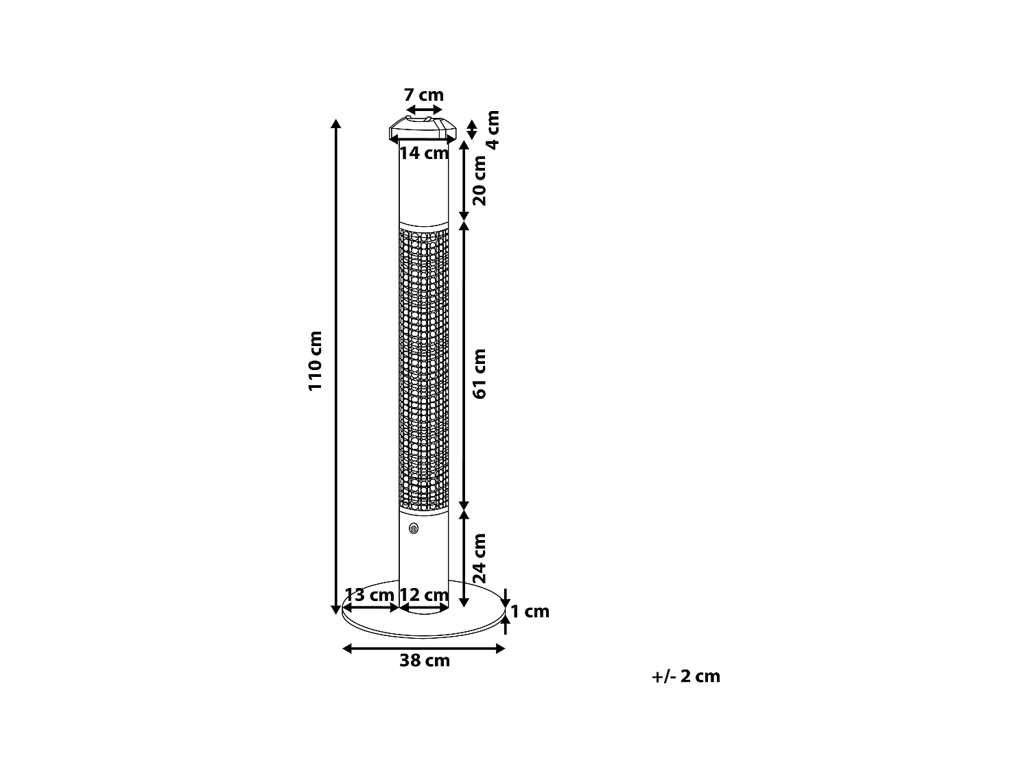 Riscaldatore a infrarossi da patio a piantana VEZUVIO 1500 W Nero