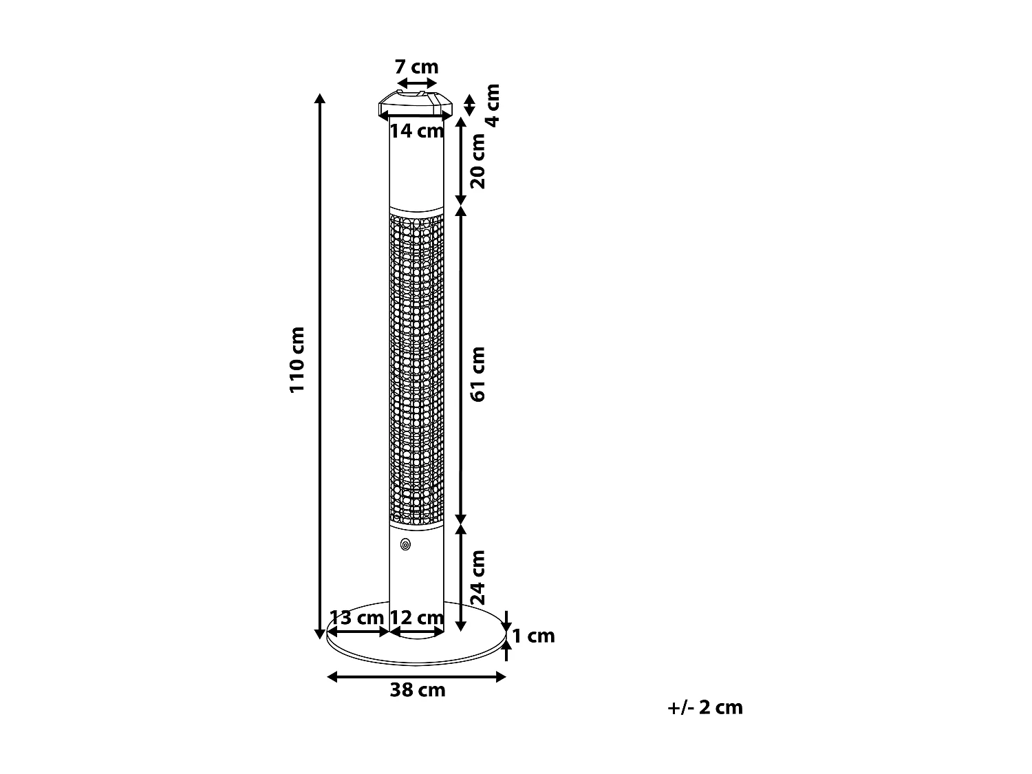 Praktischer Heizstrahler hoch Aluminium schwarz und silber Vezuvio