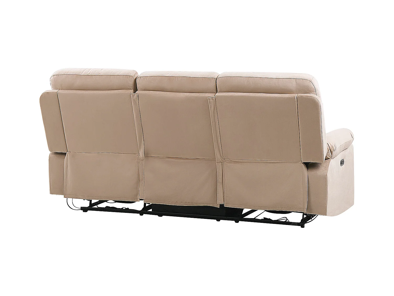 Sofá reclinable eléctrico BERGEN Terciopelo Arena con puerto USB 3 plazas
