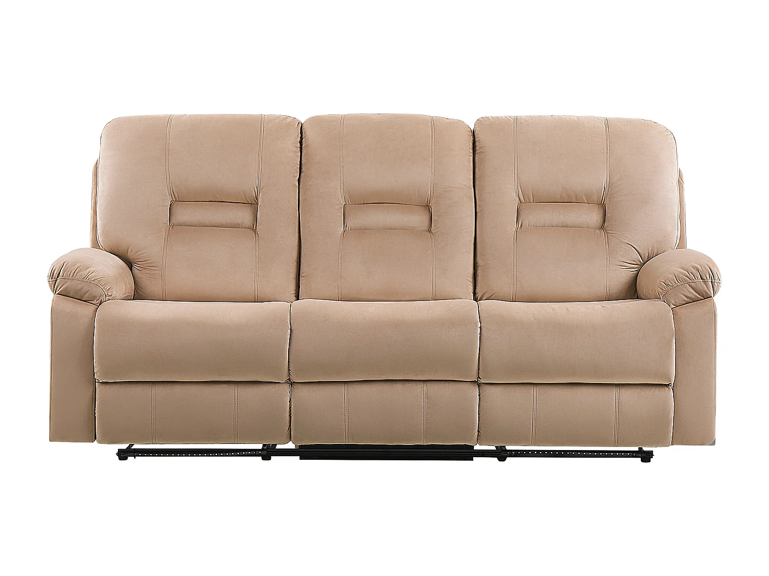Canapé relax électrique 3 places BERGEN Velours Beige sable avec port USB