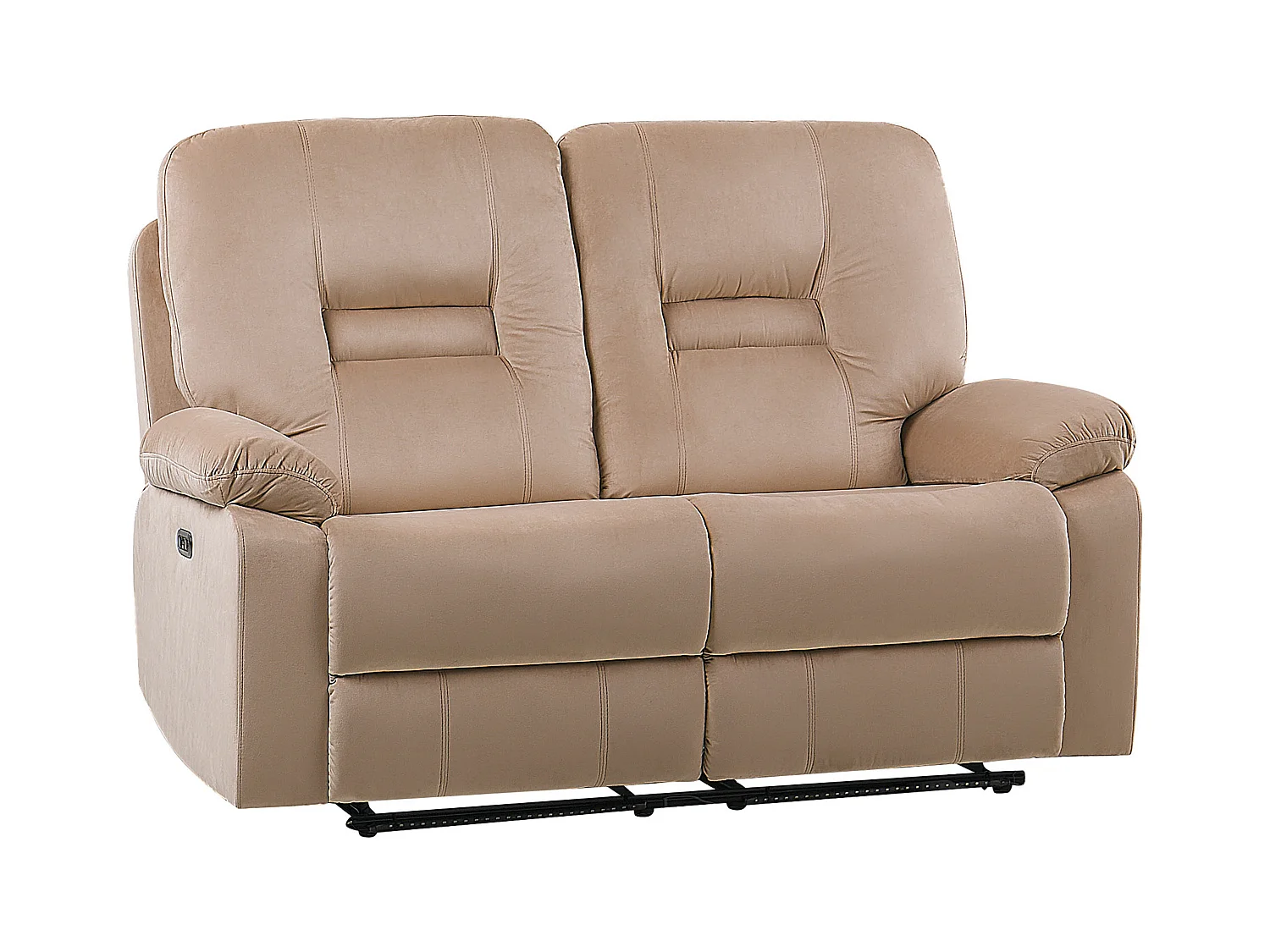 Canapé relax électrique 2 places BERGEN Velours Beige sable avec port USB
