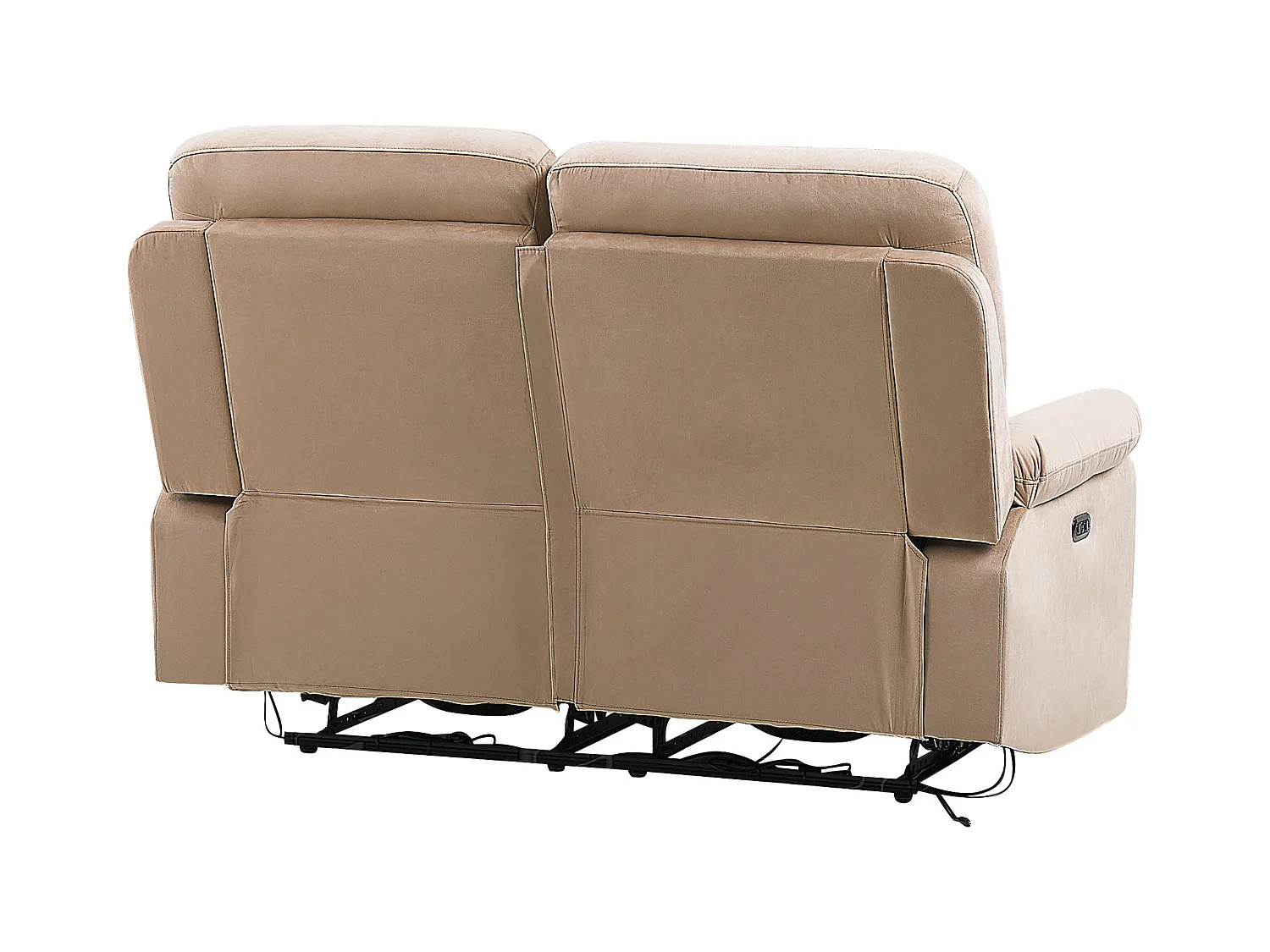 Canapé relax électrique 2 places BERGEN Velours Beige sable avec port USB