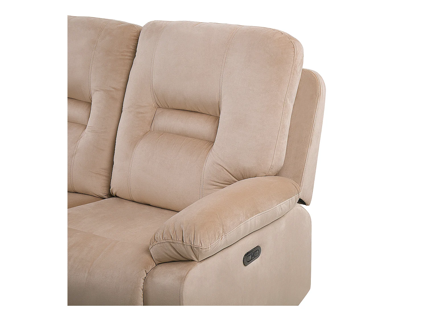 Canapé relax électrique 2 places BERGEN Velours Beige sable avec port USB