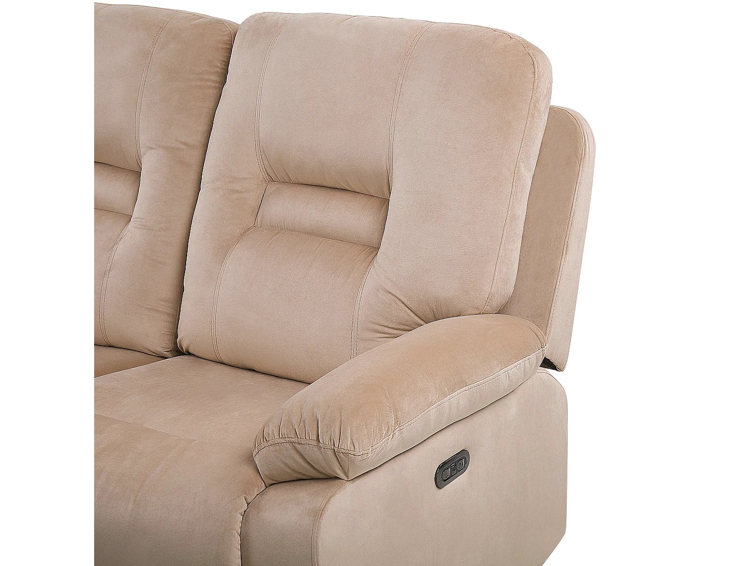 Canapé relax électrique 2 places BERGEN Velours Beige sable avec port USB