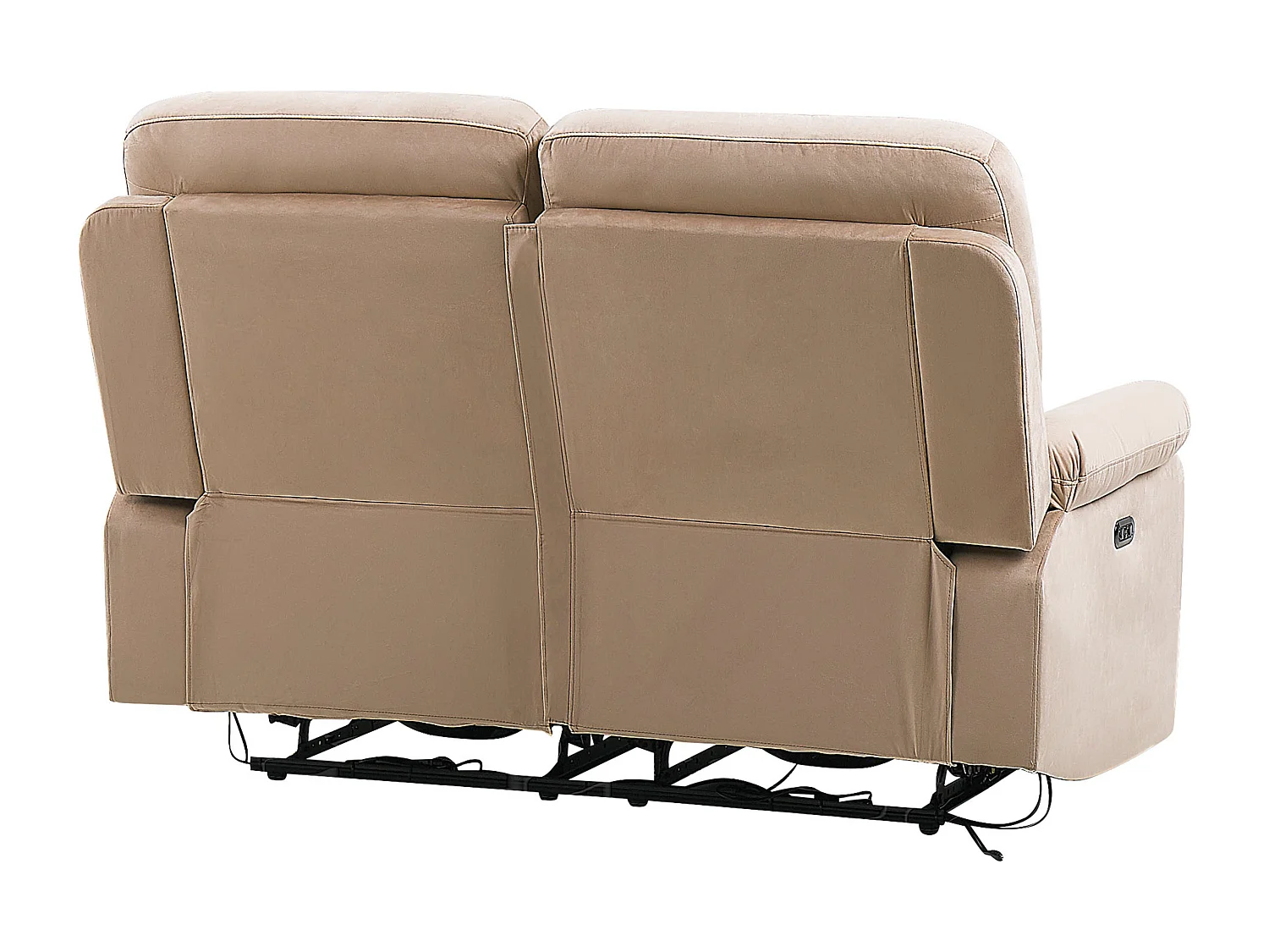 Canapé relax électrique 2 places BERGEN Velours Beige clair avec port USB