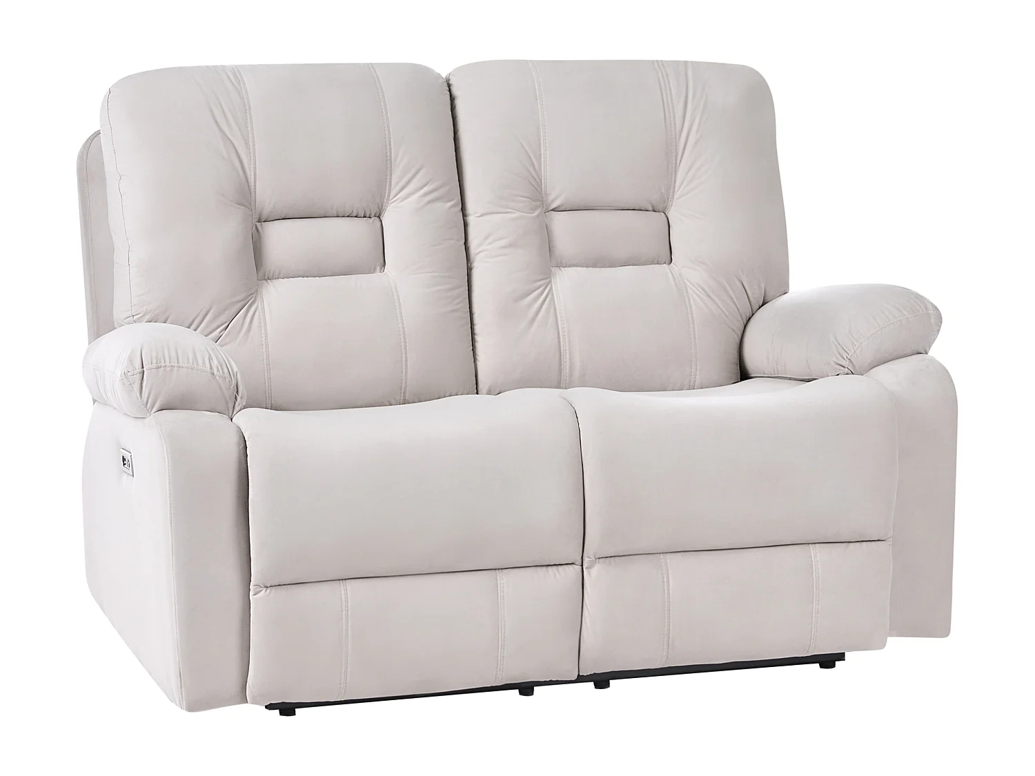 Canapé relax électrique 2 places BERGEN Velours Beige clair avec port USB