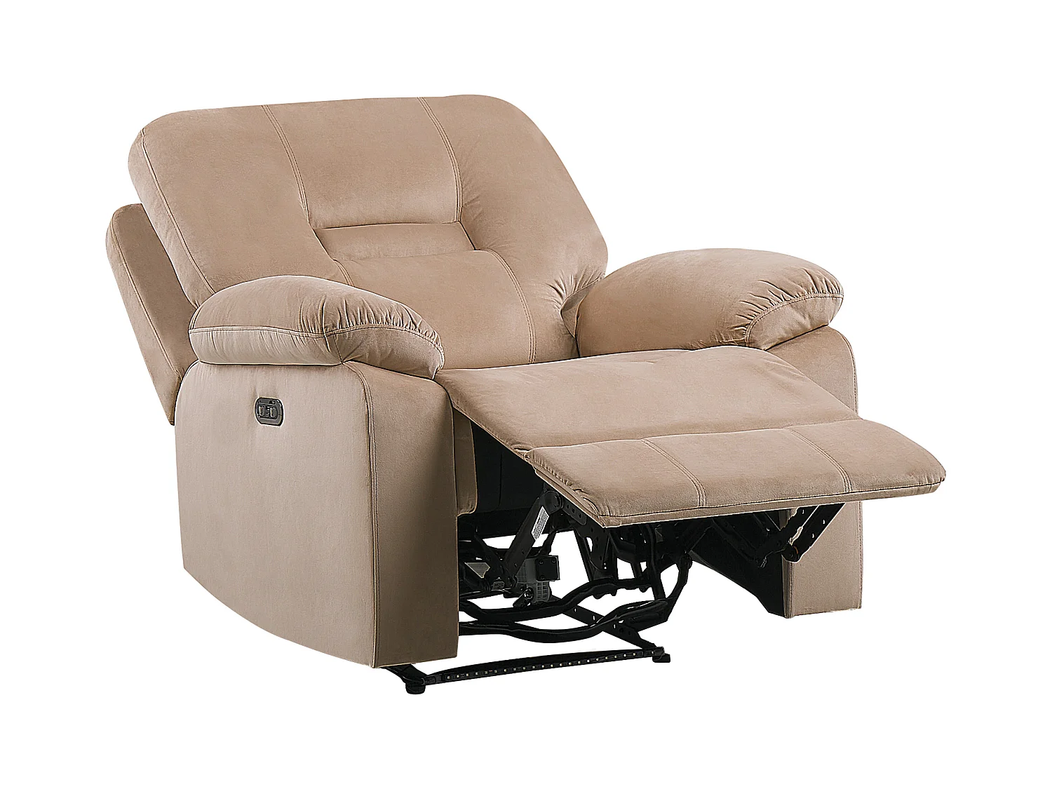 Elektrische relaxfauteuil BERGEN LED Fluweel Zandbeige