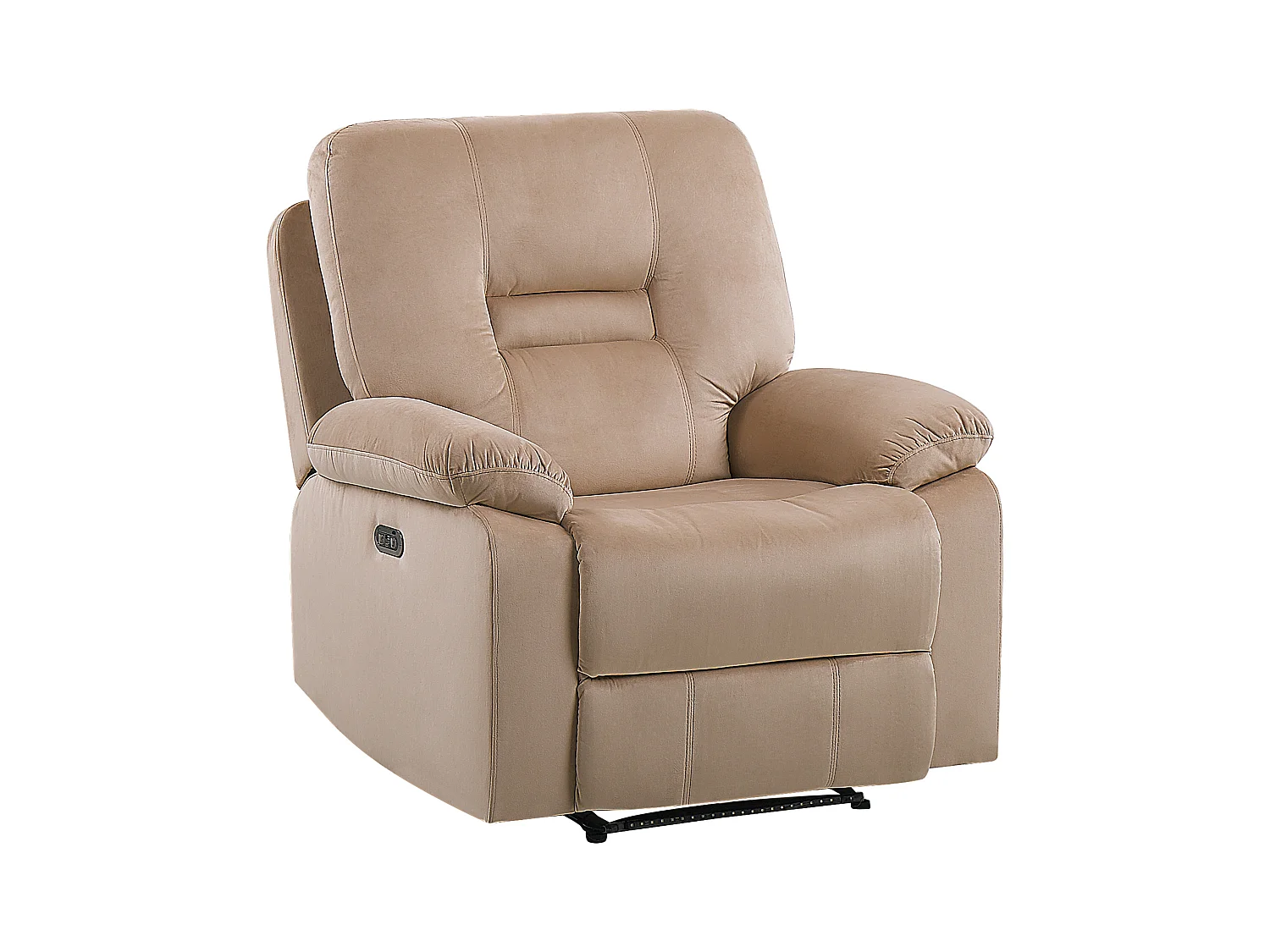 Fauteuil inclinable électrique BERGEN Repose-pieds inclus LED Velours Beige sable