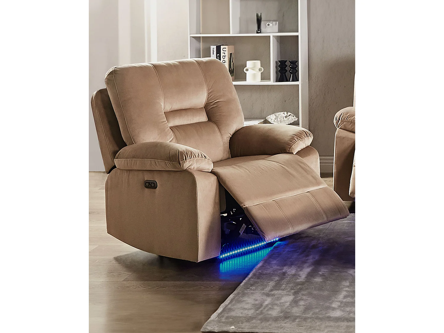 Fauteuil inclinable électrique BERGEN LED Velours Beige sable