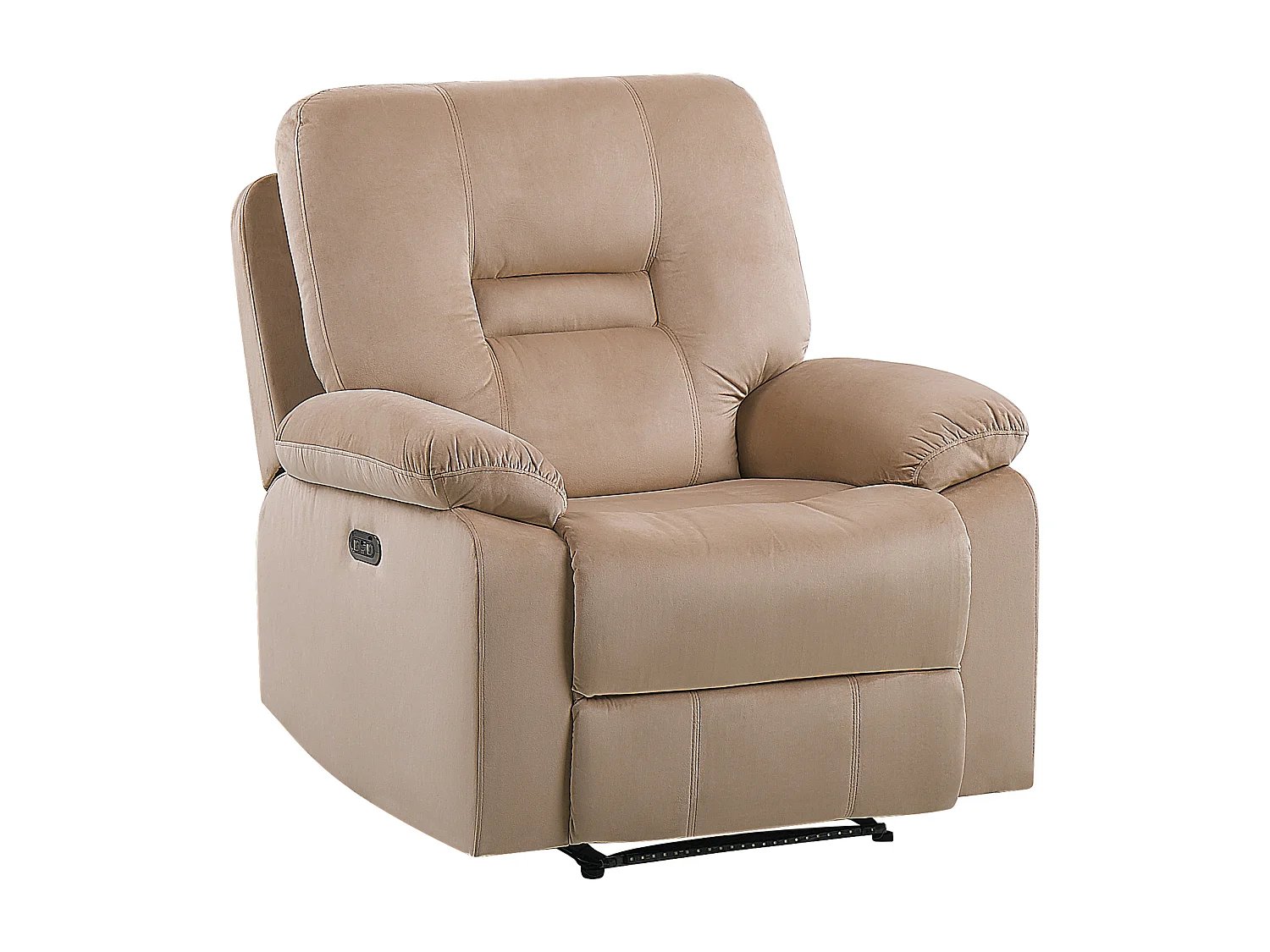 Fauteuil inclinable électrique BERGEN Repose-pieds inclus LED Velours Beige sable