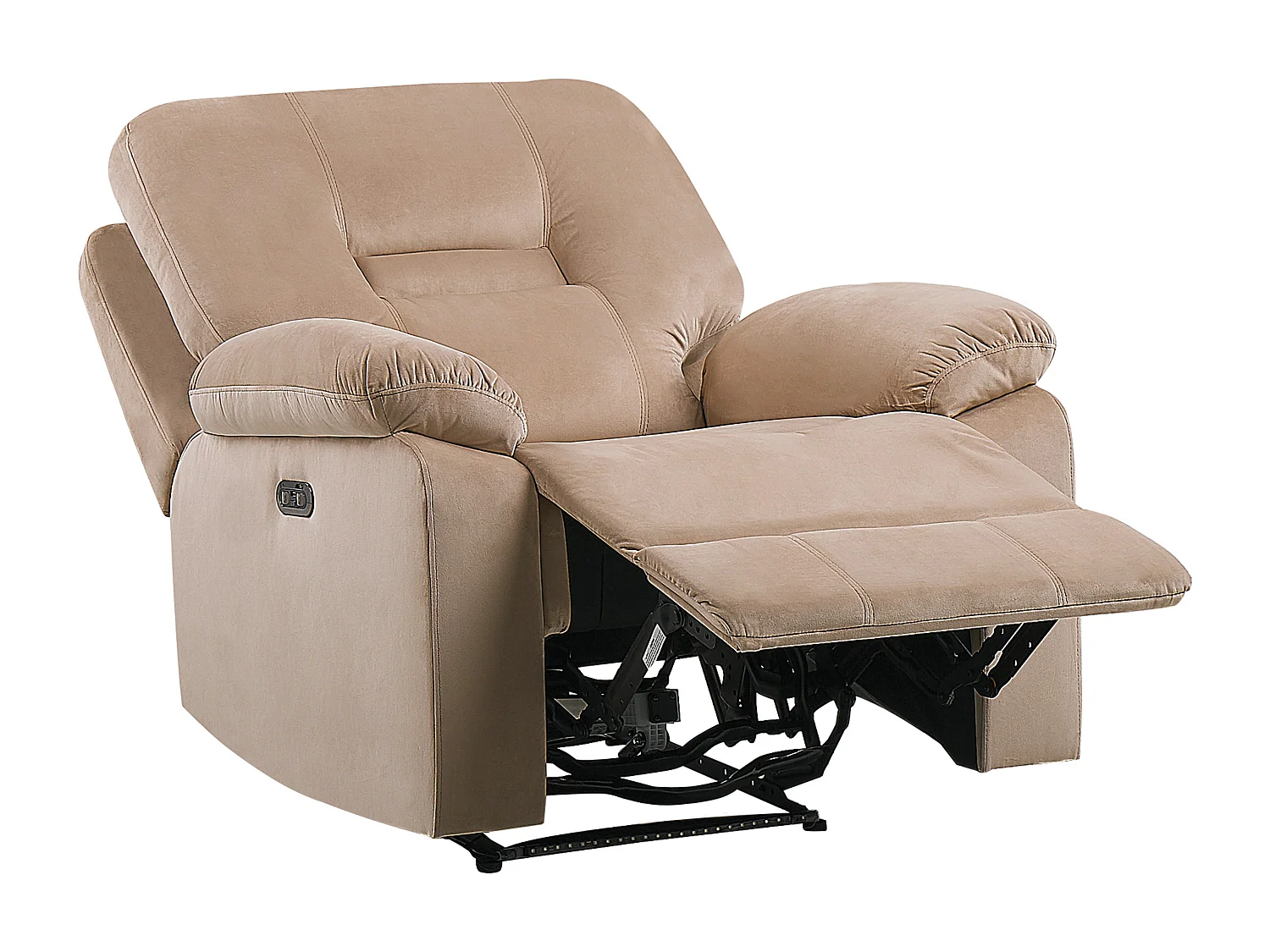 Fauteuil inclinable électrique BERGEN Repose-pieds inclus LED Velours Beige sable