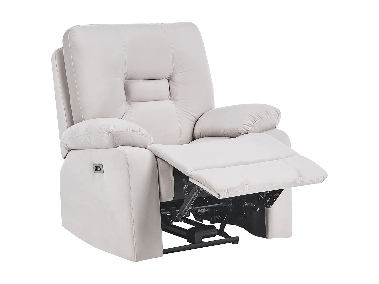 Fauteuil inclinable électrique BERGEN Repose-pieds inclus LED Velours Beige clair