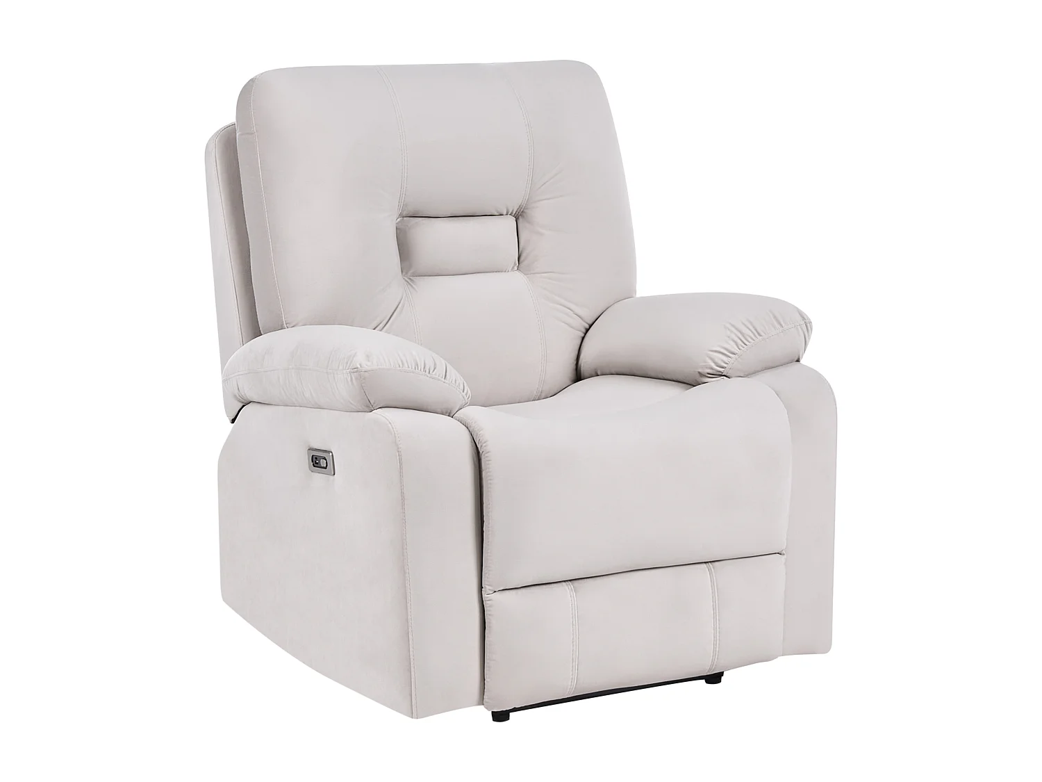 Fauteuil inclinable électrique BERGEN Repose-pieds inclus LED Velours Beige clair