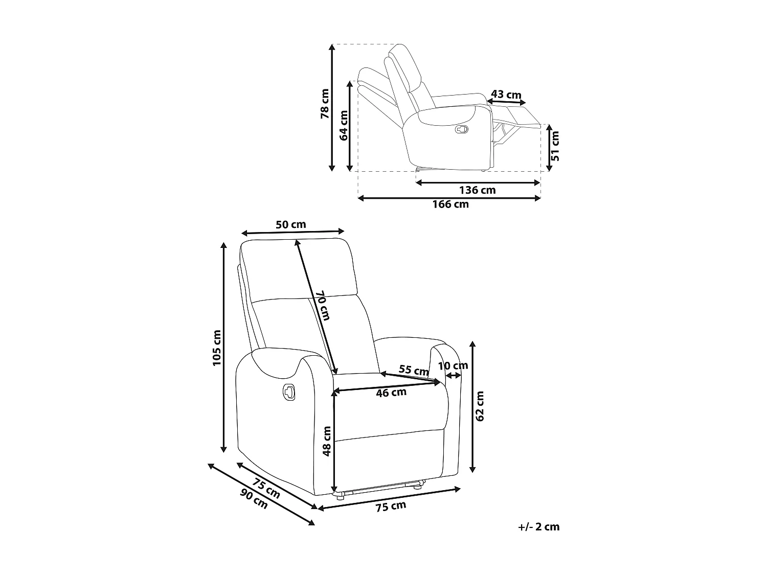 Fauteuil inclinable SOMERO Repose-pieds inclus Tissu Beige